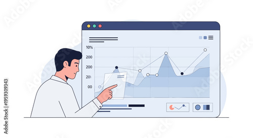 Man Analyzing Financial Data on a Digital Dashboard.