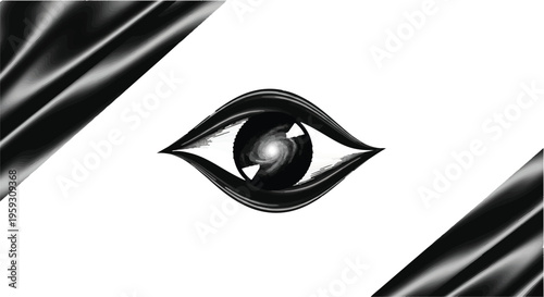 Abstract eye symbol with swirling vortex, symbolizing vision and perception in a minimalist design.