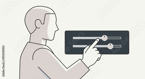 Person adjusting sliders on a control panel.
