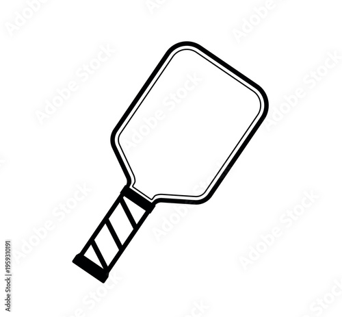 Pickeball Paddle  in Black Line Icon for Sport Equipment in Flat Vector Illustration