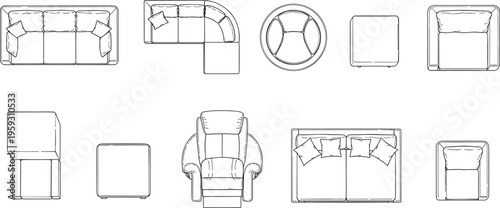 Professional electric drip coffee maker vector set featuring a modern blue design, detailed line art, and black silhouette isolated on white background for kitchens.