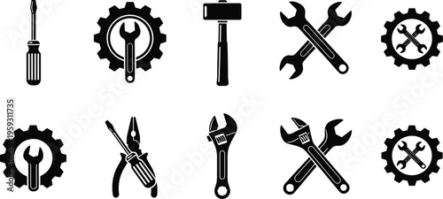 Black Stick Figure Silhouettes Collection Showing Fitness Exercises Including High Leg Kicks Squats and Lateral Lunges for Gym Training Healthy Lifestyle and Bodyweight Workout