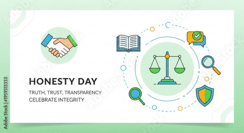 Honesty day celebration with integrity symbols and truthful concepts