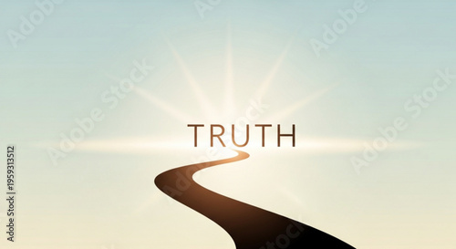 The path to truth with a road leading to sun rays in a gradient sky