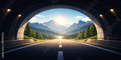 Road Through Tunnel Opening to M