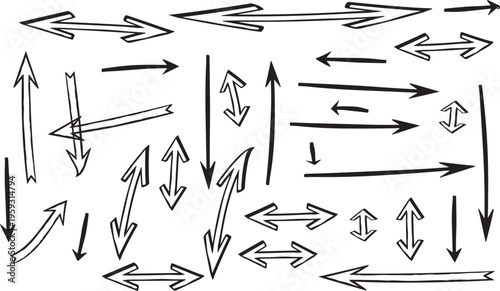 Hand drawn arrow symbols collection various directions illustrated
