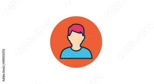 Modern flat design illustration of a generic user profile avatar icon in vibrant colors, ideal for digital interfaces, social media, and online account representations