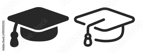 Graduate cap hat icon, student academic cap, graduation student cap