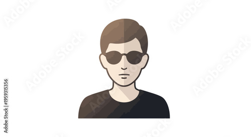 Flat illustration of a man wearing sunglasses, a representation of a casual style and modern aesthetic in vector art