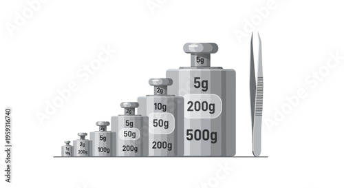 Set of Metal Weights for Measurement.