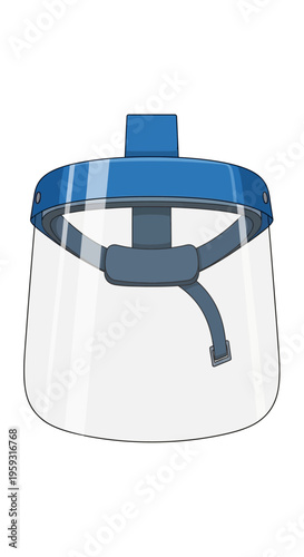 Transparent Face Shield with Blue Headband.