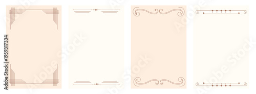 Elegant set of vintage frames and borders in beige tones. Suitable for invitations, certificates, packaging and retro design.
