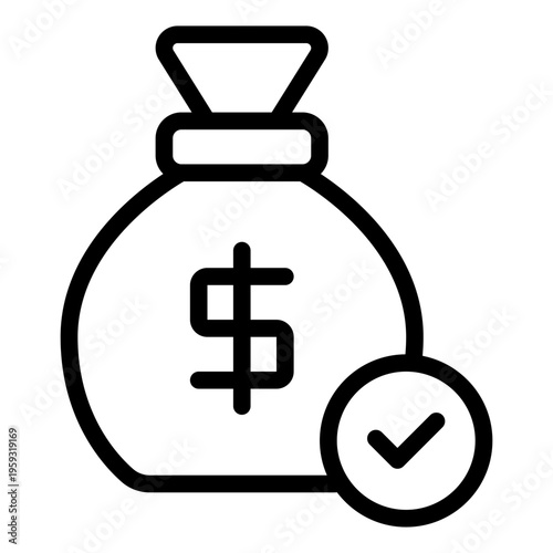 Money Bag Icon with Checkmark