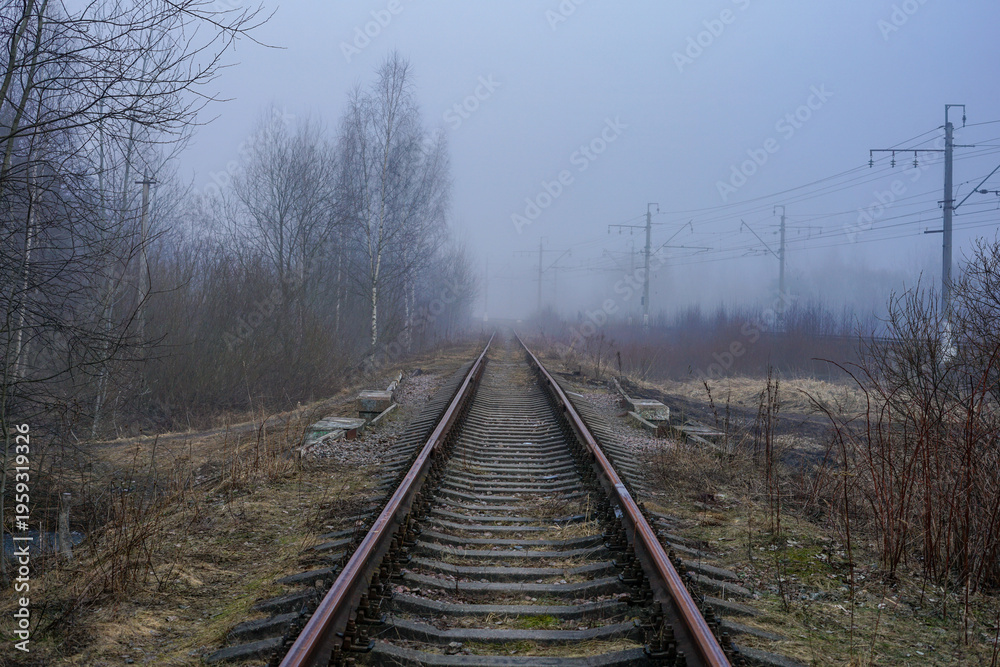 Fototapeta premium railway in the fog
