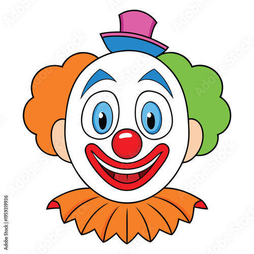 Cheerful clown with colorful hair and a bright smile