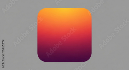 Gradient rounded rectangle icon with orange red and purple hues on gray background for design and digital use