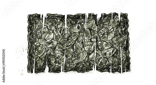 Cracked stone wall illustration with vertical fissures