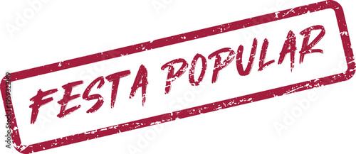 A distinct red Festa Popular national celebration stamp mark is displayed on a clean white surface