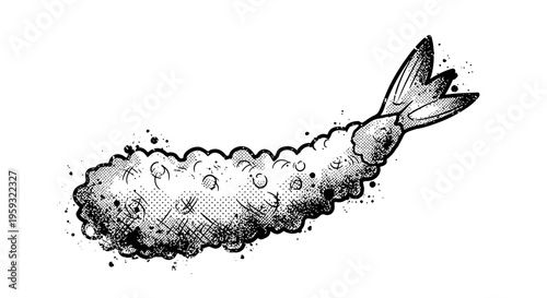 Hand-drawn tempura shrimp illustration