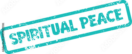 A distinctive teal rubber stamp effect displays Spiritual Peace conveying tranquility, serenity, and inner harmony for all