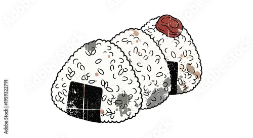 Japanese Rice Balls Onigiri Isolated White Background
