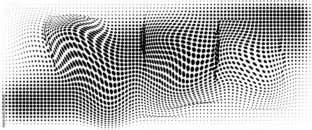 Fototapeta premium Dotted gradient halftone background. Horizontal seamless dots pattern in pop art style. Abstract modern stylish texture. Vector illustration.