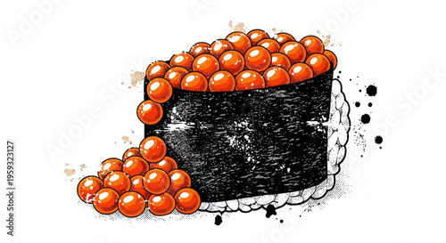 Salmon Roe Sushi Roll Illustration