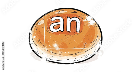 Stone with word 'an' inside, representing abstract concept or idea