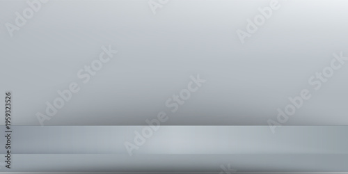 White grey studio room. Limbo light background. Abstract 3d backdrop for product presentation. Minimal wall scene. Showcase, promotion display. Vector stage mockup illustration