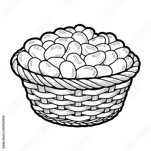 Basket full of jelly beans, isolated on transparent background  