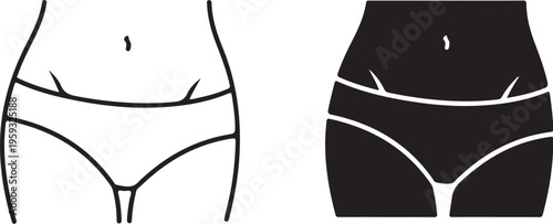 A graphic illustration of women's underwear in two different colors and styles on a white background