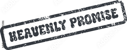 A grunge textured rectangular rubber stamp imprint displaying the inspiring words Heavenly Promise for spiritual assurance