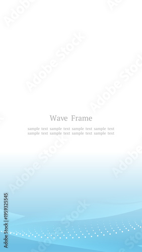 波とドットラインの水色グラデーション背景 シンプルな縦長デザイン 下配置