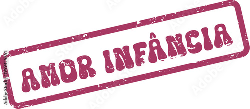 A heartwarming grunge style stamp design portraying the pure essence of Childhood Love and innocence