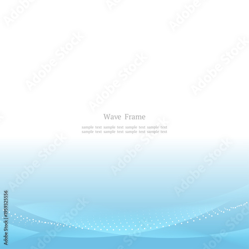 シンプルな波と点線の水色グラデーション抽象背景 正方形レイアウト