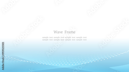 水色グラデーションの波と点線のシンプル背景 下部配置 横長16:9 ワイド