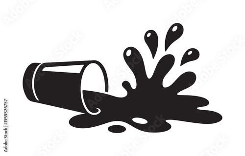 Fake spilled drink prank silhouette vector on white background for practical joke