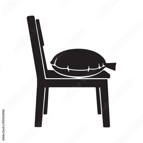 Practical joke whoopee cushion placed on chair seat prank silhouette vector on white background