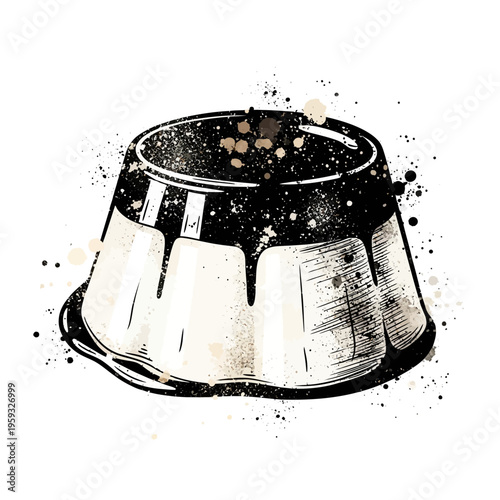 Dessert Panna Cotta with Chocolate Drizzle and Splatter