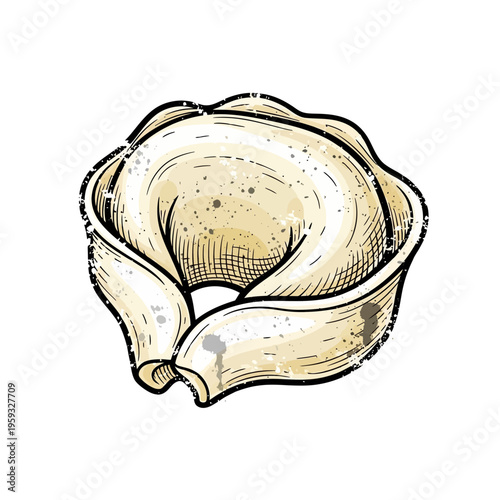 Hand-drawn Tortellini Pasta Illustration