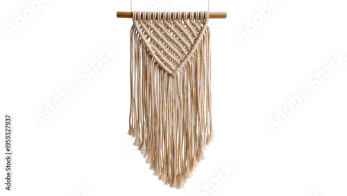 Canvastavla Elegant boho chic handmade macrame wall hanging art with natural cotton rope and