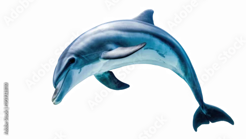 Fototapeta samoprzylepna Graceful bottlenose dolphin swimming majestically, captured in motion, displaying its sleek aquatic form