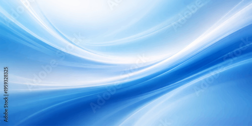 An abstract blue background featuring a smooth flowing wave design with soft light, curved lines, and a motion swirl pattern that creates a textured backdrop