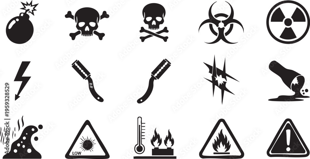 Fototapeta premium Collection of hazard and warning symbols
