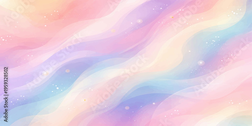 An abstract colorful background featuring a bright rainbow spectrum of pastel waves and gradient lines in a vector art illustration pattern for a textured wallpaper backdrop