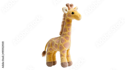 Konstfotografi Adorable yellow and brown spotted giraffe plush toy for children, soft toy anima