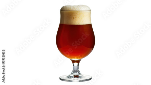Tableau sur toile Delicious and refreshing amber ale beer with creamy foam in a classic tulip glas