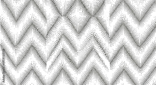 Abstract black and white halftone zigzag pattern vector background with dotted texture, modern geometric design for web, print, and digital media isolated PNG with Transparent Background