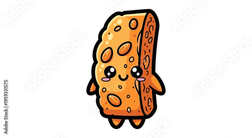 Cute cartoon character of a piece of cheese with a happy face
