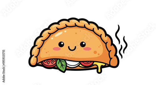Cute Kawaii Empanada Character with Cheese Drip
